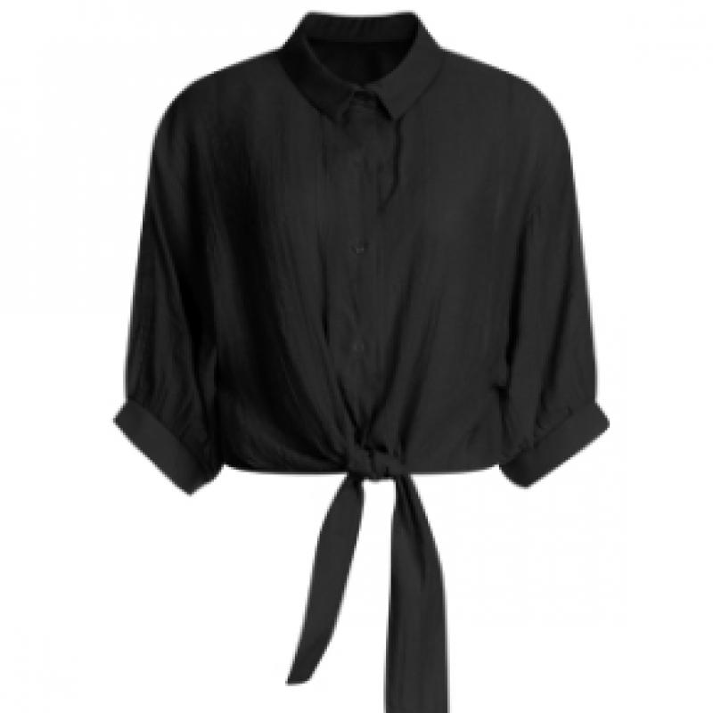 Shop   Women S Unique Collar Neck Summer Vacation Ribbon Tie Puff Shirt White SS