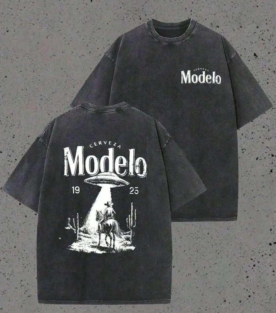 Modelo UFO Cowboy Graphic-Shirt – 230g Heavyweight Vintage Washed Cotton Retro S Unisex T-Shirt S
