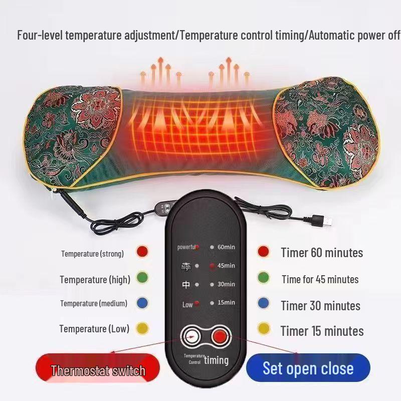Multifunctional Electric Heating Mugwort Neck Support Pillow for Cervical Spine Therapy