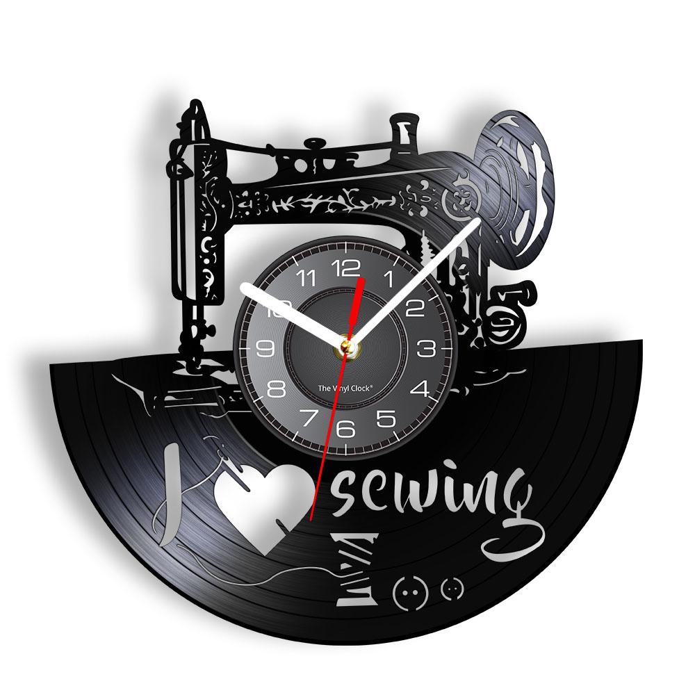 

Портной магазин, стеганые настенные часы, я люблю шитье, домашний декор, настенные часы, швейная машина, виниловая пластинка, часы, подарочные часы швеи