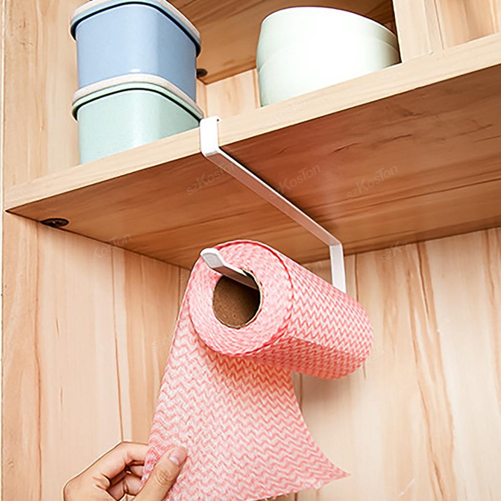 Kitchen Paper Towel Holder No Punching Toilet Paper Rack Bathroom Towel Hanger Tissue Roll Napkin Cabinet Storage Accessories