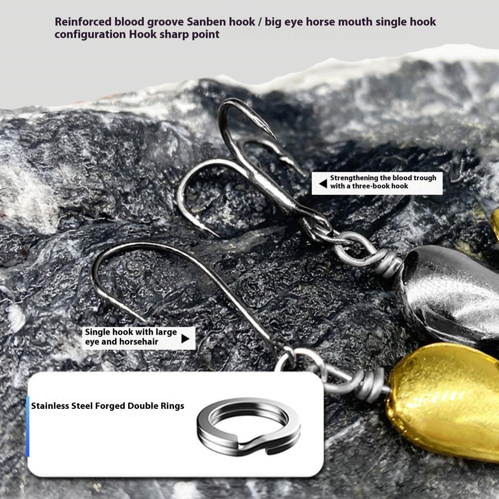 2pcs Fishing Spoons Fishing Tackle Accessories Metal Lures Spinner Baits with Hook Rotating Hard Fishing Sequin Baits