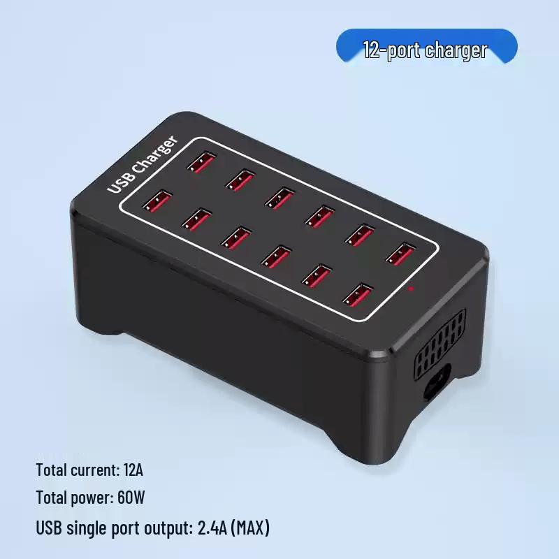 12-Port USB Power Strip with Charger