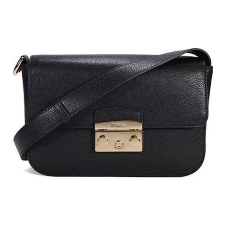 New Furla Metropolis Collection Cow Leather Small Square Bag Shoulder Bag, Crossbody Bag Women's Black WB00772-AX0732-O6000