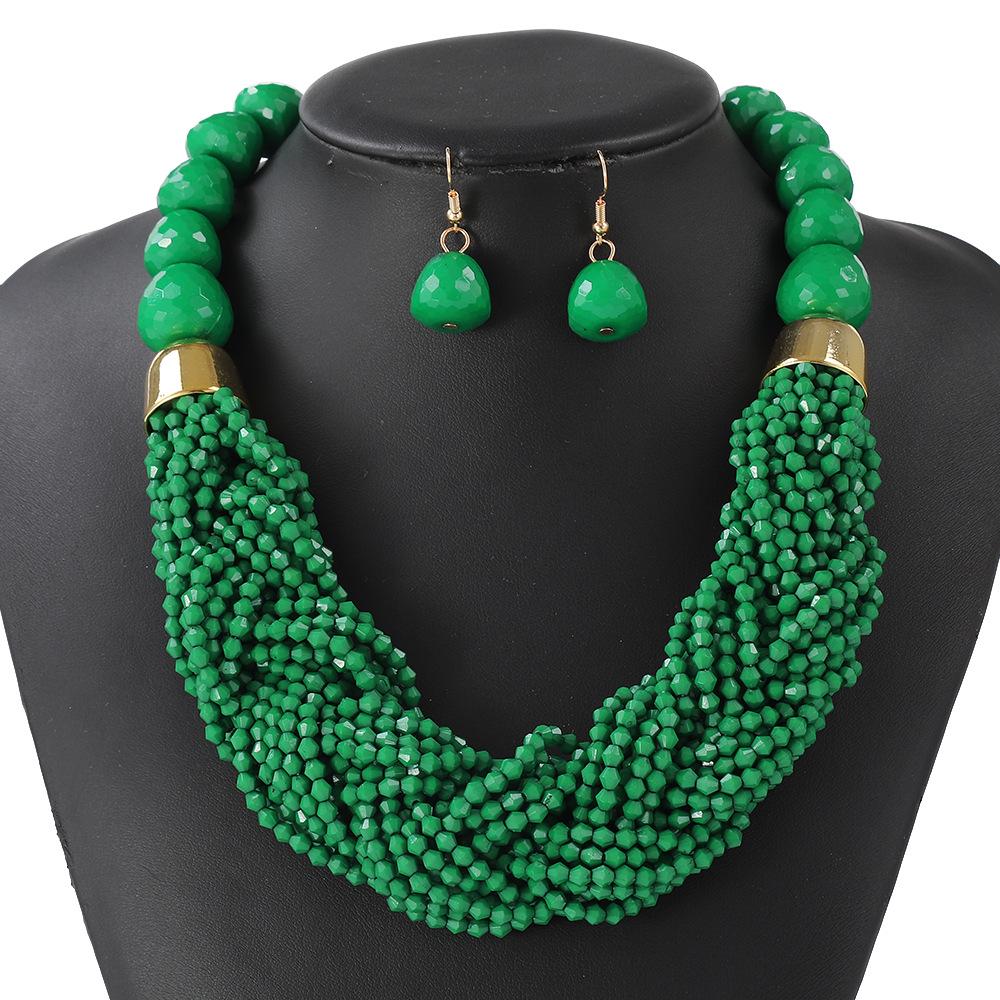 Bohemian Multi-Layer Beaded Necklace Set: Cross Weave & Retro Ethnic Style for Women