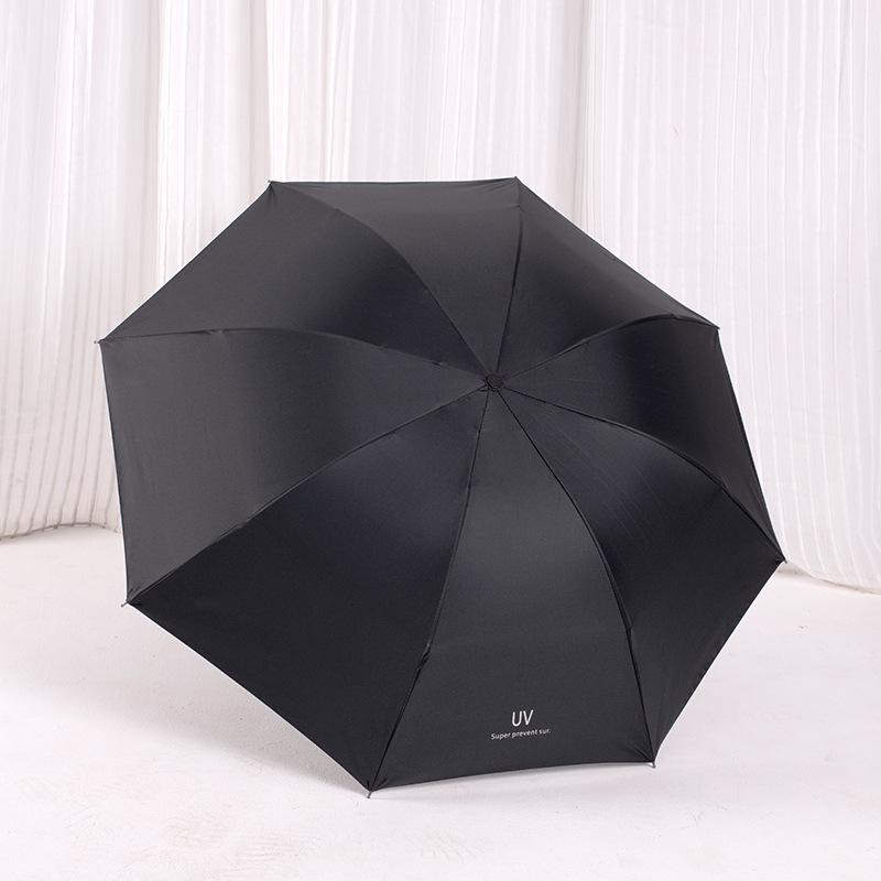 Extra Large 12-Rib Black Folding Umbrella - Heavy-Duty Three-Person Sun and Rain Protection with Custom Logo