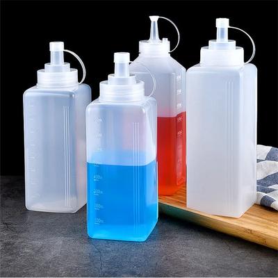 Bouteille à Condiments Squeezable 450-1000ml avec Couvercle bouteille squeeze en plastique Confiture Vinaigrette Récipient de Rangement Distributeur Accessoires de Cuisine