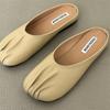 Korean version of retro flat-bottomed bag head drag women's outer wear spring and summer new pleated round head half slippers casual versatile cool sl