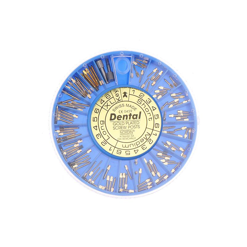 120Pcs/Box Dental Endodontic Conical Screw Post Root Canal Pins Thread Gold Plated Material Dentist Treatment Materials