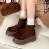 Vintage Fur Lining Women Snow Boots Comfort Platform Thick Sole Keep Warm Cotton Short Booties Winter Women's Plush Shoes