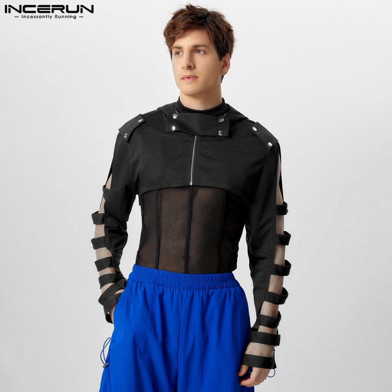 INCERUN Pánské mikiny s kapucí s dlouhým rukávem a krátkým rukávem