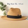 Velikost XL 63cm Cestovní Panama klobouk Sluneční klobouky pro ženy Muže Svatba Široký okraj Fedora Slaměný plážový klobouk UV UPF 80+
