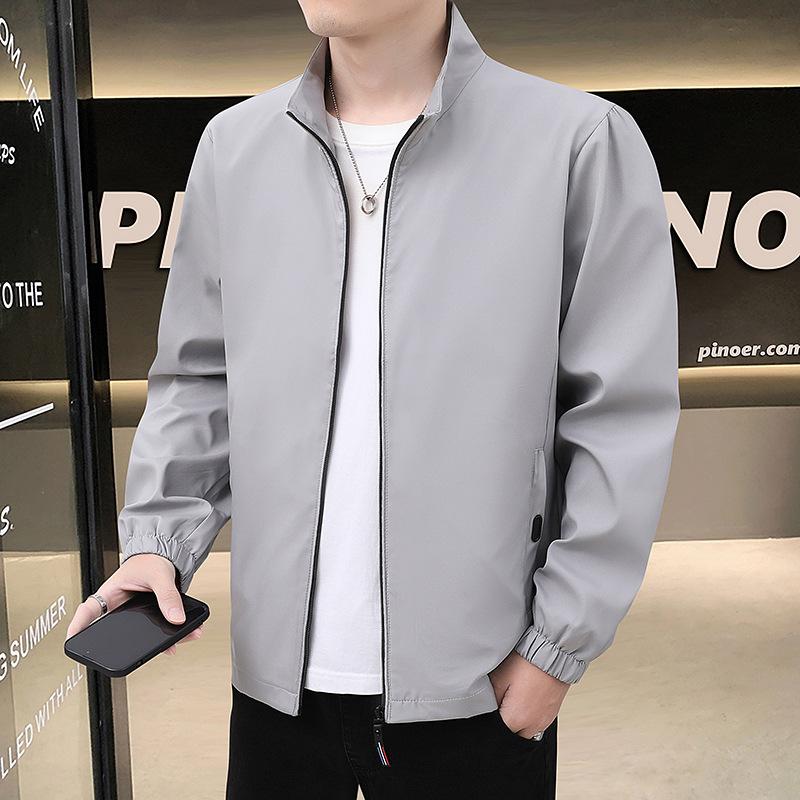 Podzimní hlavní bunda Pánská Stojáček Ležérní bunda Jednoduchá Všestranná Pánská bunda Tenká Jaro a Podzim Vnější