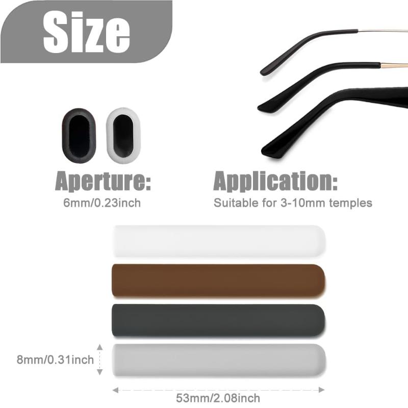 2 Pairs Glasses Anti-Slip Cover Ear Hook Silicone Anti-Slip Holder For Sunglasses Eyeglass Leg Temple Tips Black White Brown