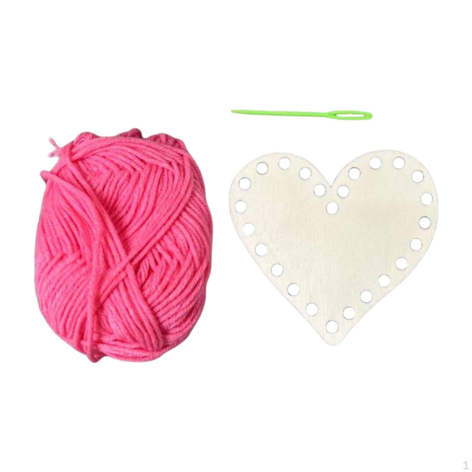 

Дно корзины для вязания крючком необработанное деревянное сердце в форме плетения вязаная основа ремесла Pink Yarn