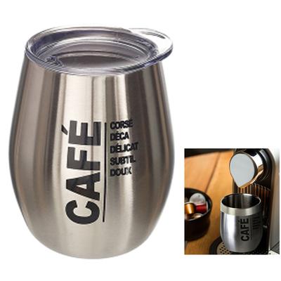 [A1732] - Silver 'Coffee' Design Transport Mug (steel) - 10x8cm (20 Cl)