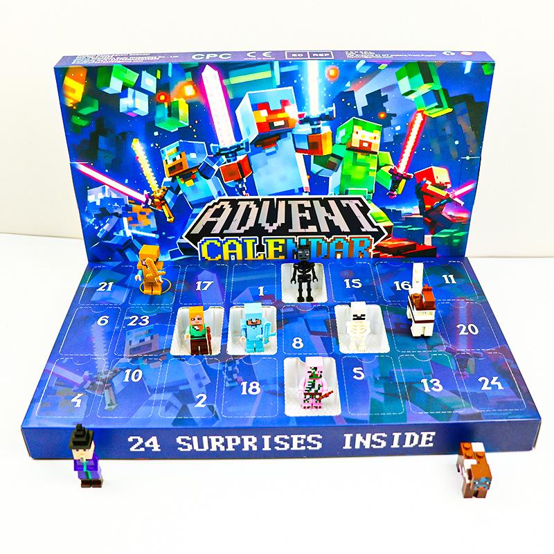 Cross-Border Christmas Countdown Calendar: 24 Pixel Robot Building Blocks for Kids