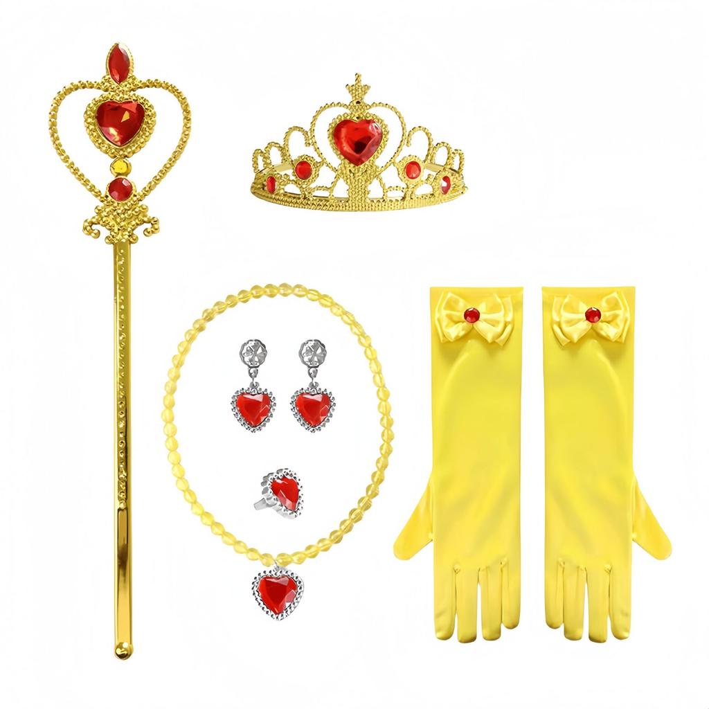 Princess Accessories Gloves Wand Crown Jewelry Set Wig Necklace Braid for Princess Dress Clothing Cosplay Dress UP