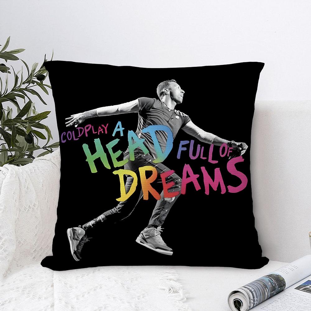 Federa Cuscino Banda Musicale C-Coldplay Tessuto Peluche Morbida Federa Stampa Double Sided Copricuscino per Divano Copricuscino