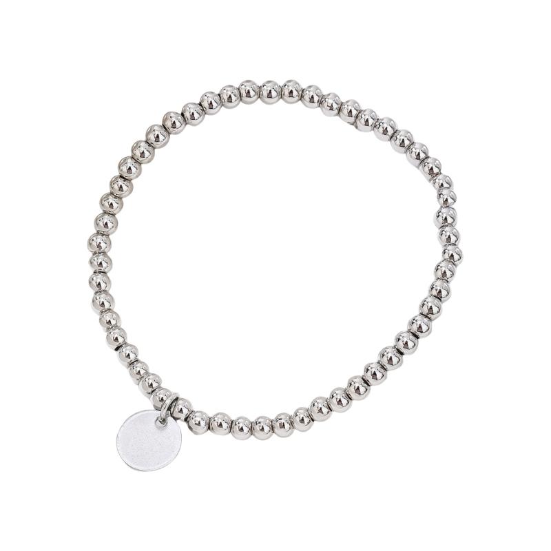 Stainless Steel Elasticized Beaded Jewelry 53 Round Beads Stretchable Design Wristband Formal Casual Accessory