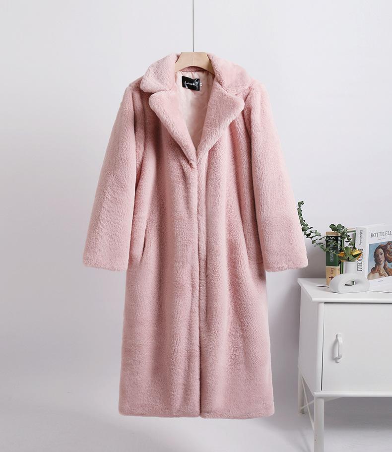 Fur jacket extended large size women's imitation rabbit fur coat to keep warm in winter
