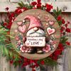 Valentine's Day Gnome "LOVE" Wooden Sign, Round Front Door Decor, Romantic Heart Wall Hanging - Ideal Valentine's Day Gift