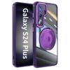 For Samsung Galaxy S24 Magnetic Case PC+TPU Phone Cover with Rotating Metal Kickstand,Lens Protector