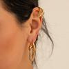 Classic Gold Plated Twisted Huggies Earrings with Full CZ Zirconia Geometric Oval Circle Charms Drop Dangle Earring Punk Jewelry
