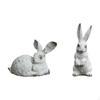 2x Bunny Statues Animal Sculptures Figurines Country Versatile Garden Decor Desktop Ornaments