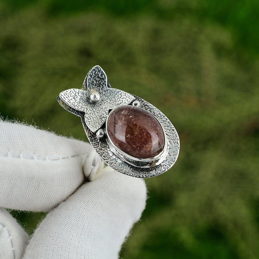 Sisters Day Sale Strawberry Quartz Gemstone 925 Sterling Silver New Promise Ring Adjustable