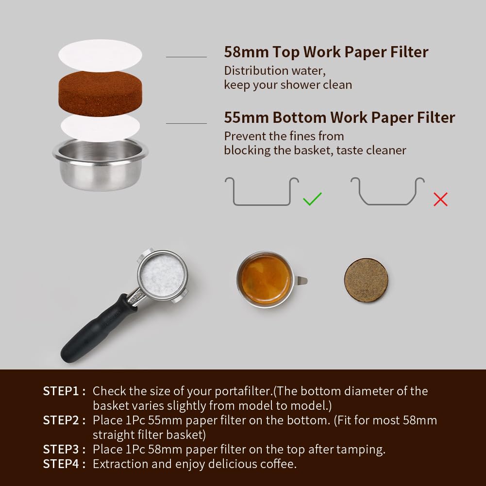 Watchget Coffee Paper Filter Round Espresso Pack Screen Replacement Paper 58mm Disposable Coffee Espresso Maker Compatible with Moka Pot 5 Packs of