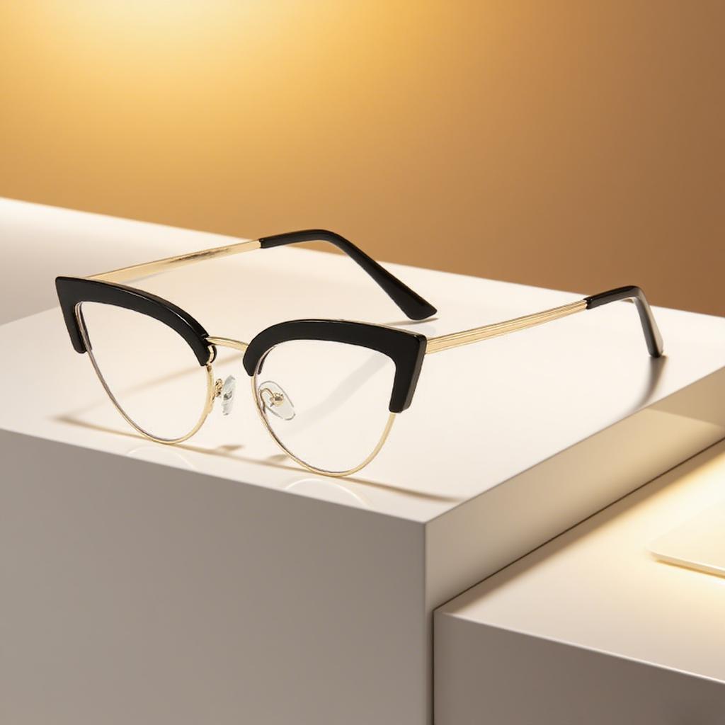 Stylish Anti Blue Light Metal Small Frame Reading Glasses New European and American Trendy Cat Eye Presbyopia Glasses for Women