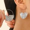 1 Pair Women Earrings Retro Bohemia Style Drop Earrings Fan-Shaped Semicircular Design Distressed Earrings