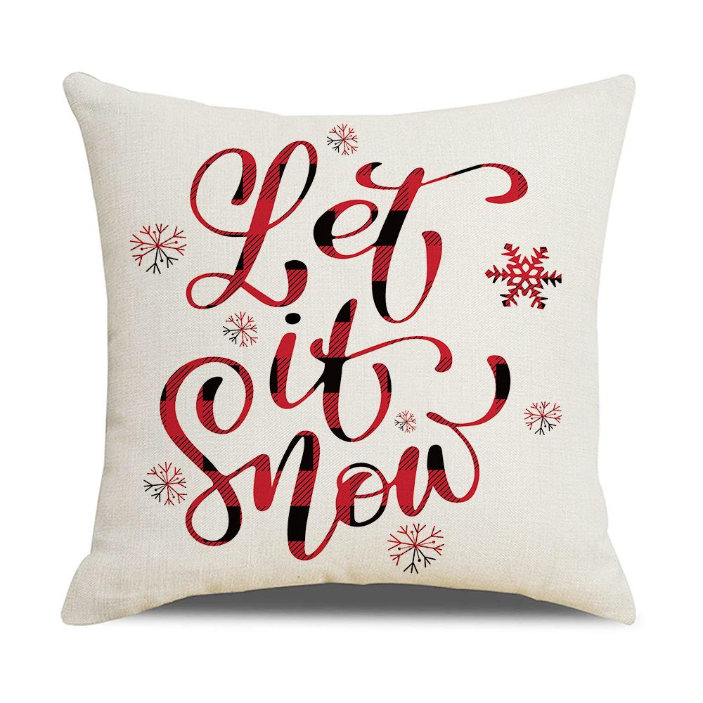 Cartoon Printed Linen Pillow Cover Home Christmas Series Sofa Cushion Cover Cushion Cover