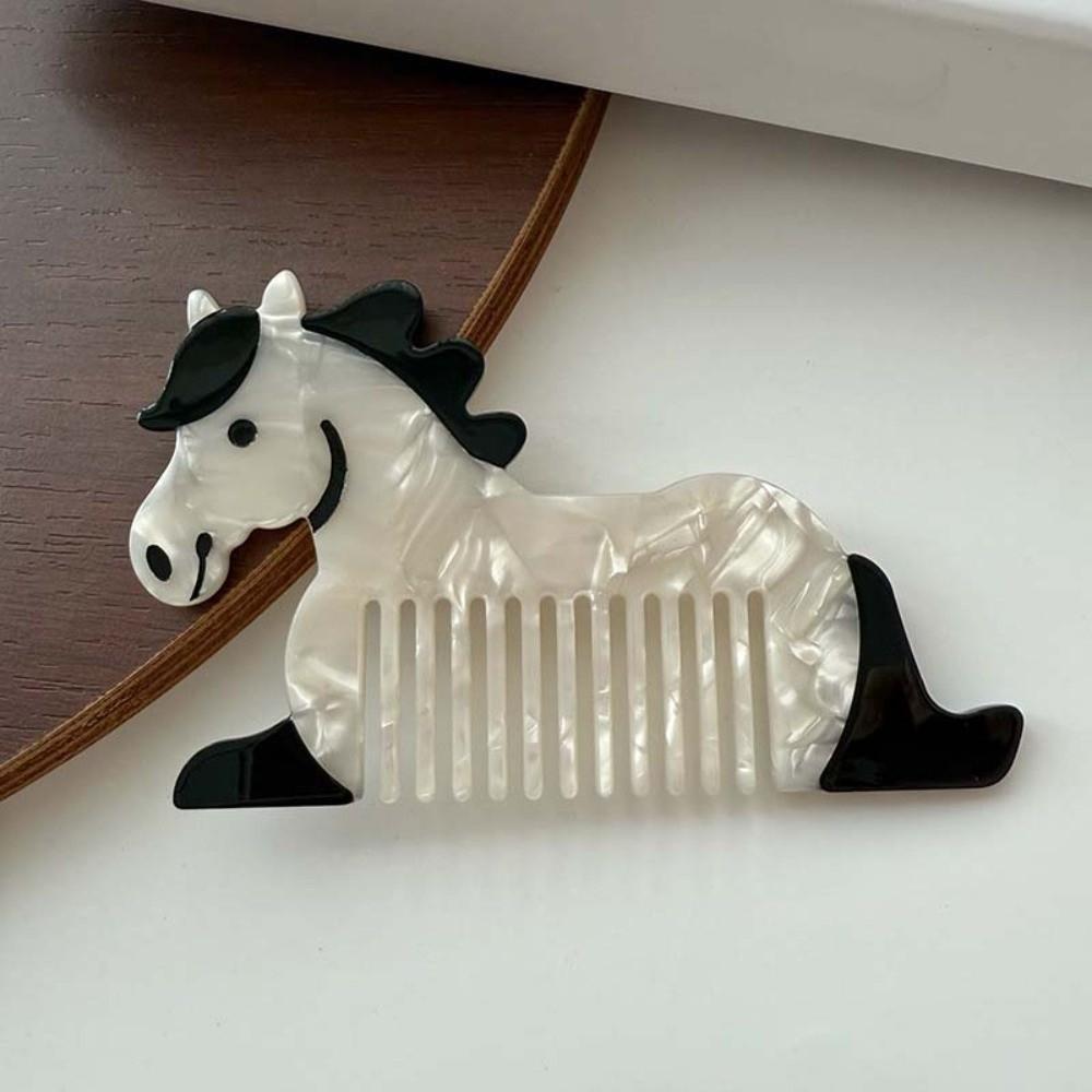 Portable Horse Acetic Acid Comb Cartoon Acetate Makeup Comb Hair Accessories Contrast Color Hairdressing Combs Household