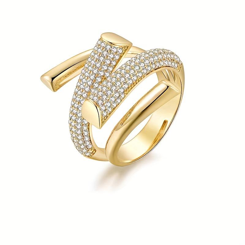Trendy niche unique design Women's fashion ring set Zirconia open ring small video with the same geometric personalized Women's finger ring shining je