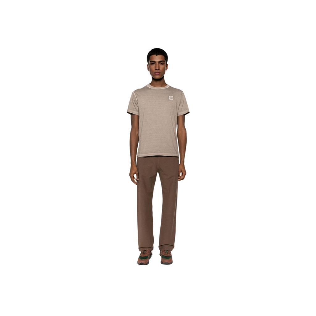 Stone Island Solid Color Logo Crew Neck Short Sleeve T-Shirt Men tops Brown 801521957-V0192