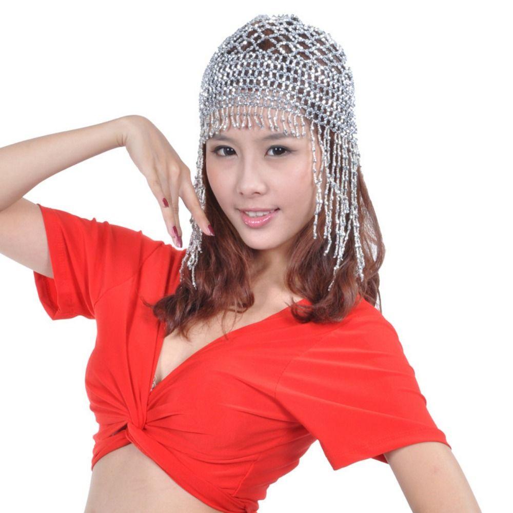 Shiny Beaded Hat Handmade Head Chain Exotic Headband  Party