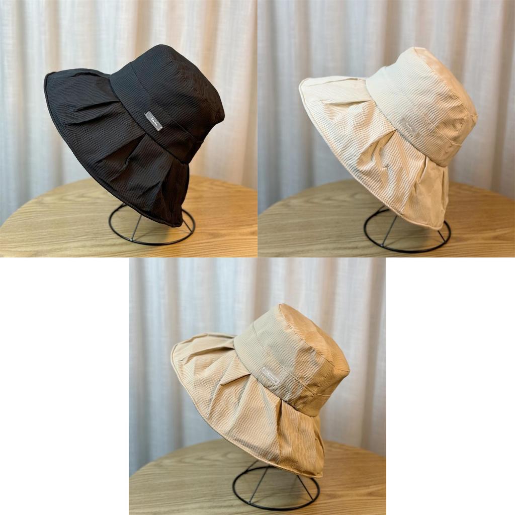 2024 New Style Fisherman Hat Women's Sunshade Hat Summer Seaside Black Uv Resistant Sun Hat