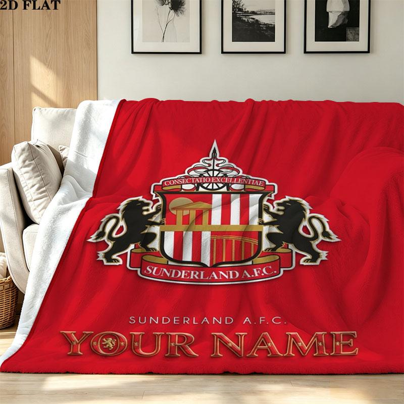 1PC Sunderland A.F Custom Name Patterned Flannel Blanket Suitable For All Seasons for Home Decor Warmth and Comfort Gifts Holiday Present