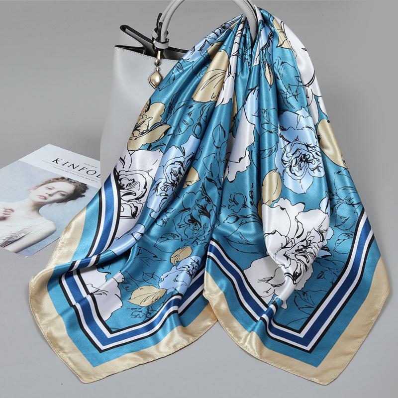 Small silk scarf women's large square scarf yarn scarf spring, autumn and winter matching shirt middle-aged mother square 91 × 91 thin scarf