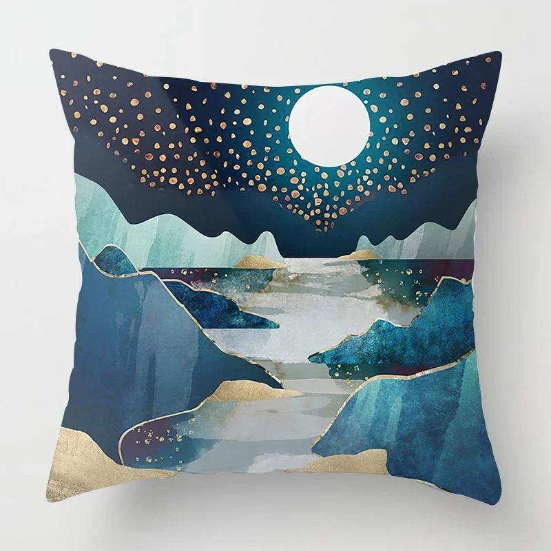 Nordic Mountain Moon Metal Painting Pillowcase Living Room Sofa Decoration Cushion Cover Home Decoration Cushion Cover