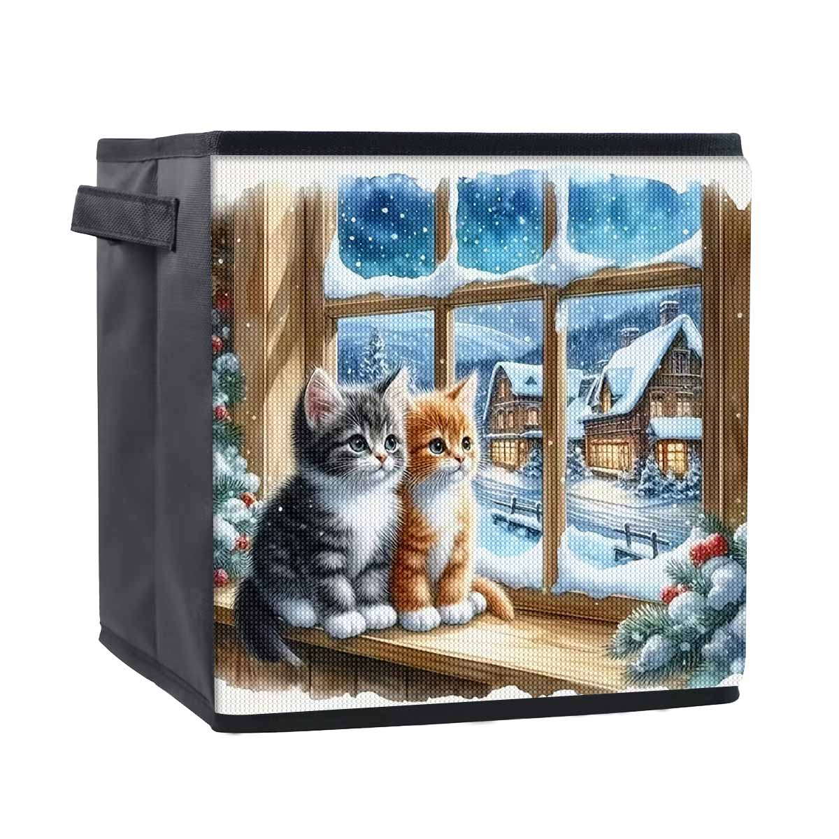 

Cute Little Cat 5D Diamond Painting Storage Basket Full Round Drill Mosaic Diamond Embroidery Cross Stitch Kits Home Decor Home Decor 25cmx25cm