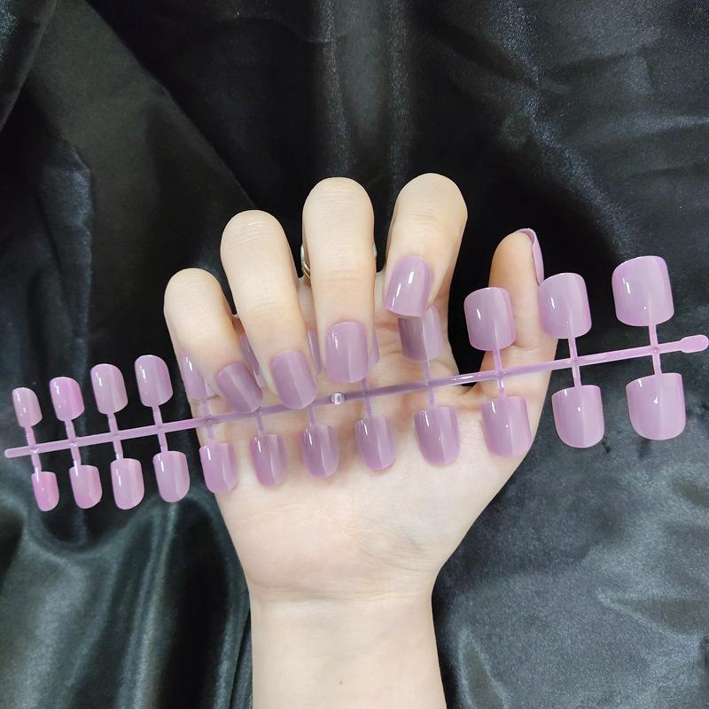 

24 шт./компл. DIY быстрые ногти с короткой плоской головкой, однотонные накладные ногти, разноцветные полоски, готовый маникюр, маникюр