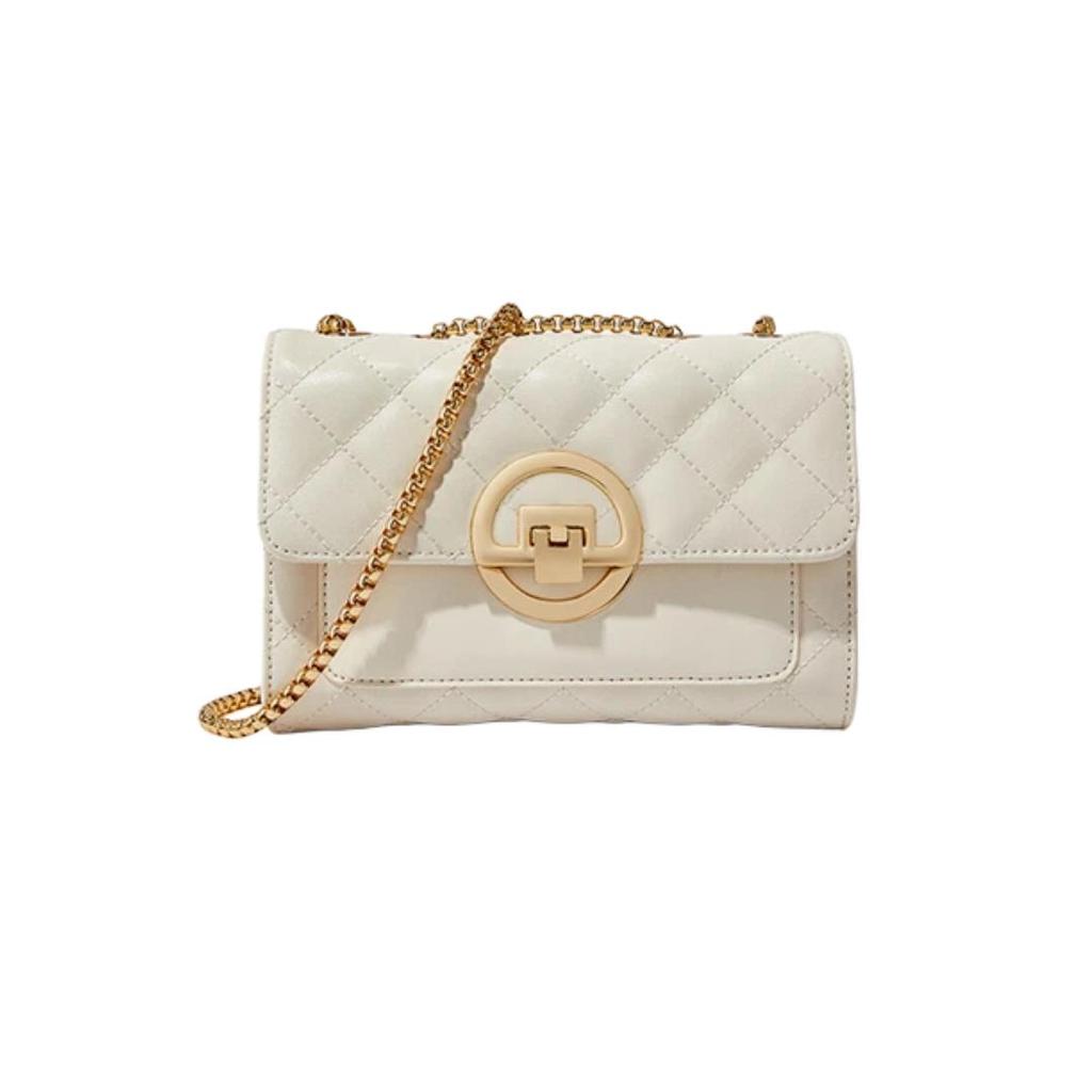 RED DRAGONFLY Women's Handbag, Cowhide Crossbody Bag, Shoulder Bag, Square Bag, White