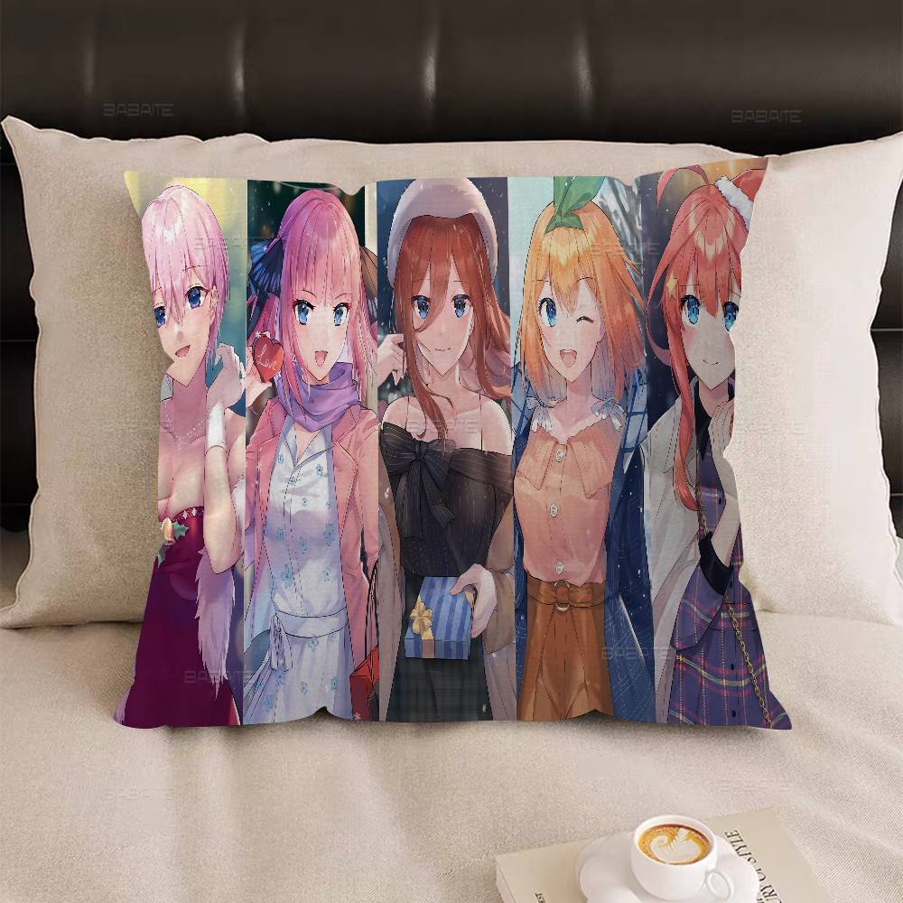 

Kawaii Anime Quintessential Quintuplets 45*45cm Cushion Cover Pillow Cover Decor Pillowcase Home Pillowcase For Couch Pillow 12x12Inch