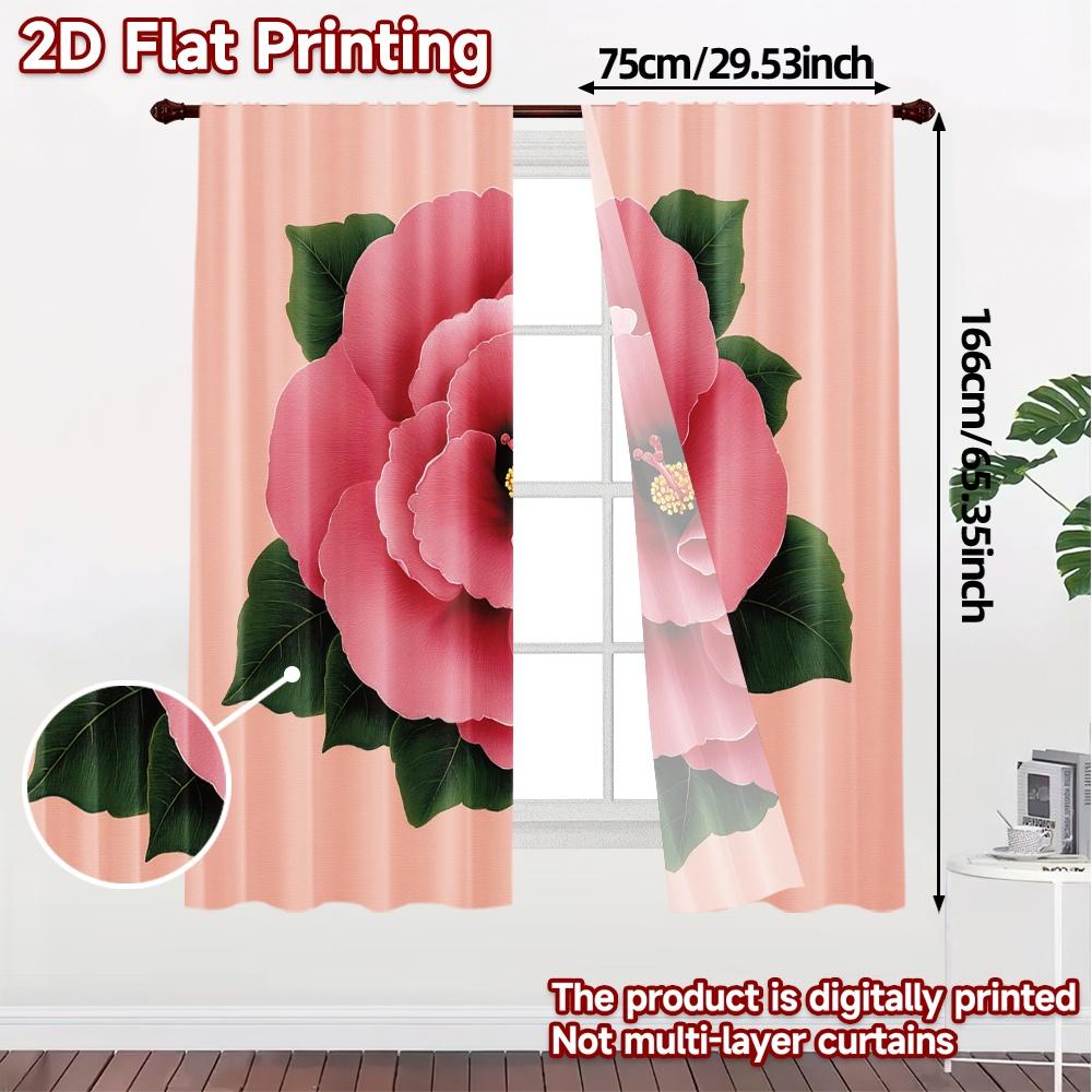 2D FLAT PRINTING 2pcs Curtains (Without Rod) Floral Elegance in Bloom Holiday New year Printed Curtains Prints Light Filtering