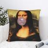 Pink Bubble Mona Lisa Pillow Case Graphic Pillow Cover Funny Pillowcases For Living Room Sofa