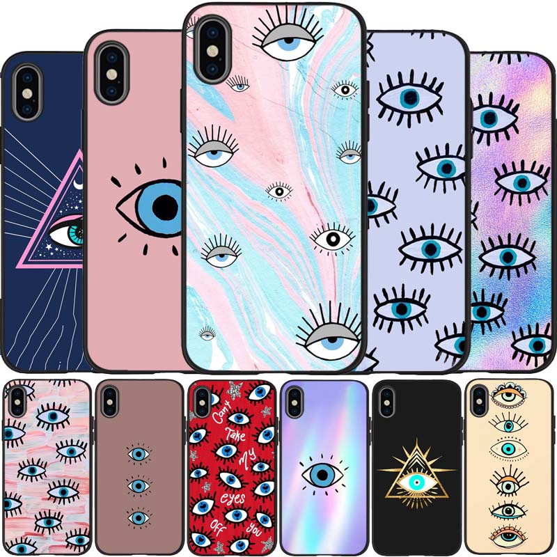 

Черный силиконовый чехол для телефона «Сглаз» для iPhone 12 XR XS Max 5 5S SE 2020 6 6S 7 8 PLUS X 11Pro Max11 iPhone 5 5S SE