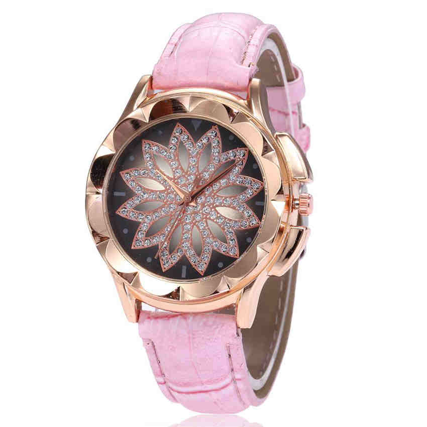 Fashion Females Quartz Watches Leather Band Big Dial Bracelet Women Wristwatch Watch